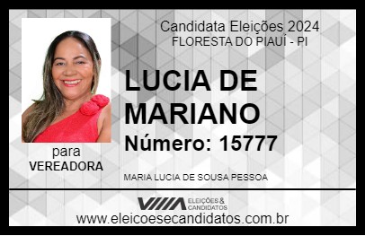 Candidato LUCIA DE MARIANO 2024 - FLORESTA DO PIAUÍ - Eleições