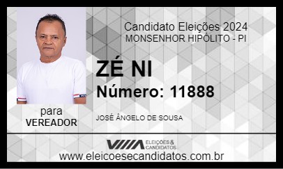 Candidato ZÉ NI 2024 - MONSENHOR HIPÓLITO - Eleições