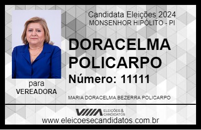 Candidato DORACELMA POLICARPO 2024 - MONSENHOR HIPÓLITO - Eleições