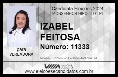 Candidato IZABEL FEITOSA 2024 - MONSENHOR HIPÓLITO - Eleições