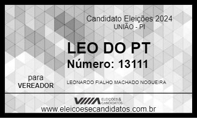 Candidato LEO DO PT 2024 - UNIÃO - Eleições