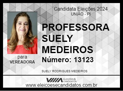 Candidato PROFESSORA SUELY MEDEIROS 2024 - UNIÃO - Eleições