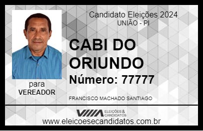 Candidato CABI DO ORIUNDO 2024 - UNIÃO - Eleições