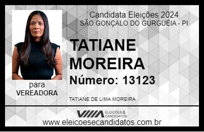 Candidato TATIANE MOREIRA 2024 - SÃO GONÇALO DO GURGUÉIA - Eleições