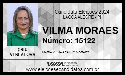 Candidato VILMA MORAES 2024 - LAGOA ALEGRE - Eleições