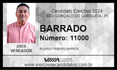 Candidato BARRADO 2024 - SÃO GONÇALO DO GURGUÉIA - Eleições