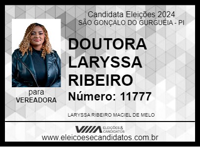 Candidato DOUTORA LARYSSA RIBEIRO 2024 - SÃO GONÇALO DO GURGUÉIA - Eleições