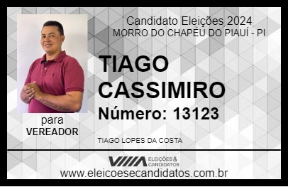 Candidato TIAGO CASSIMIRO 2024 - MORRO DO CHAPÉU DO PIAUÍ - Eleições