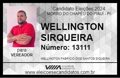 Candidato WELLINGTON SIRQUEIRA 2024 - MORRO DO CHAPÉU DO PIAUÍ - Eleições