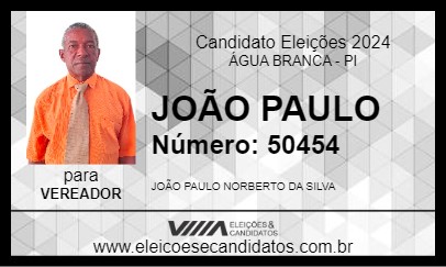 Candidato JOÃO PAULO 2024 - ÁGUA BRANCA - Eleições