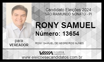 Candidato RONY SAMUEL 2024 - SÃO RAIMUNDO NONATO - Eleições