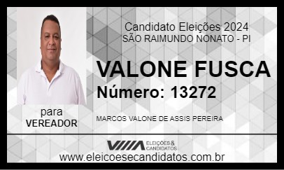 Candidato VALONE FUSCA 2024 - SÃO RAIMUNDO NONATO - Eleições