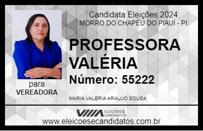 Candidato PROFESSORA VALÉRIA 2024 - MORRO DO CHAPÉU DO PIAUÍ - Eleições