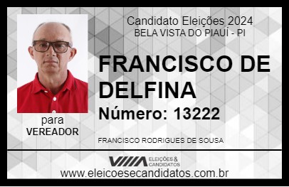 Candidato FRANCISCO DE DELFINA 2024 - BELA VISTA DO PIAUÍ - Eleições