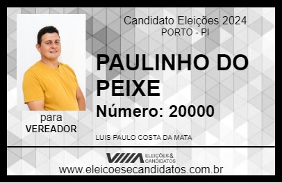 Candidato PAULINHO DO PEIXE 2024 - PORTO - Eleições