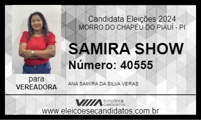 Candidato SAMIRA SHOW 2024 - MORRO DO CHAPÉU DO PIAUÍ - Eleições