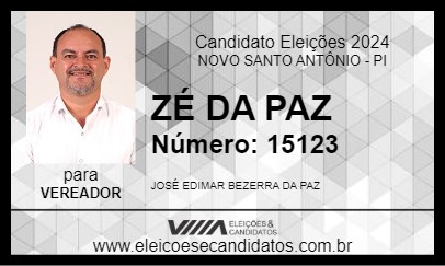 Candidato ZÉ DA PAZ 2024 - NOVO SANTO ANTÔNIO - Eleições