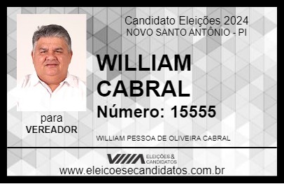 Candidato WILLIAM CABRAL 2024 - NOVO SANTO ANTÔNIO - Eleições