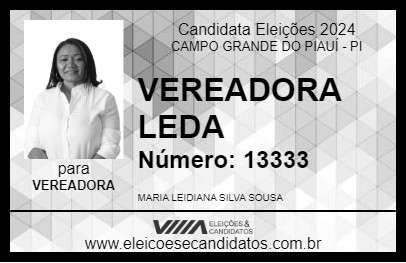 Candidato VEREADORA LEDA 2024 - CAMPO GRANDE DO PIAUÍ - Eleições