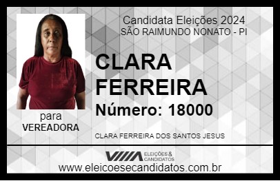 Candidato CLARA FERREIRA 2024 - SÃO RAIMUNDO NONATO - Eleições