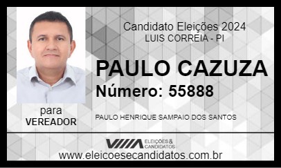 Candidato PAULO CAZUZA  2024 - LUIS CORREIA - Eleições