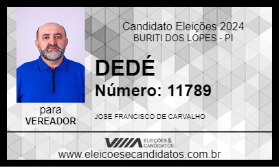 Candidato DEDÉ 2024 - BURITI DOS LOPES - Eleições