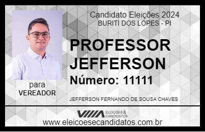 Candidato PROFESSOR JEFFERSON 2024 - BURITI DOS LOPES - Eleições