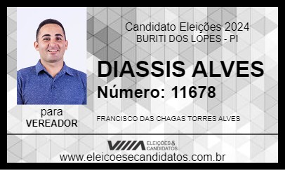 Candidato DIASSIS ALVES 2024 - BURITI DOS LOPES - Eleições