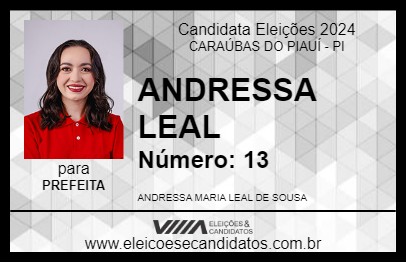 Candidato ANDRESSA LEAL 2024 - CARAÚBAS DO PIAUÍ - Eleições