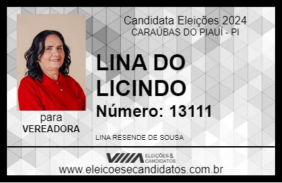 Candidato LINA DO LICINDO 2024 - CARAÚBAS DO PIAUÍ - Eleições