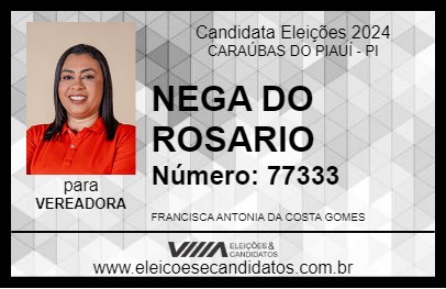 Candidato NEGA DO ROSARIO 2024 - CARAÚBAS DO PIAUÍ - Eleições