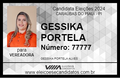 Candidato GESSIKA PORTELA 2024 - CARAÚBAS DO PIAUÍ - Eleições