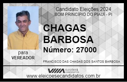 Candidato CHAGAS BARBOSA 2024 - BOM PRINCÍPIO DO PIAUÍ - Eleições