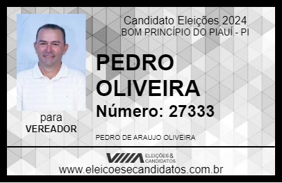 Candidato PEDRO OLIVEIRA 2024 - BOM PRINCÍPIO DO PIAUÍ - Eleições