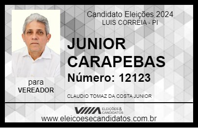 Candidato JUNIOR CARAPEBAS 2024 - LUIS CORREIA - Eleições