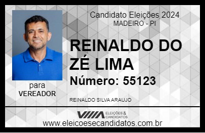 Candidato REINALDO DO ZÉ LIMA 2024 - MADEIRO - Eleições