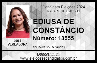 Candidato EDIUSA DE CONSTÂNCIO 2024 - NAZARÉ DO PIAUÍ - Eleições