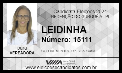 Candidato LEIDINHA 2024 - REDENÇÃO DO GURGUÉIA - Eleições