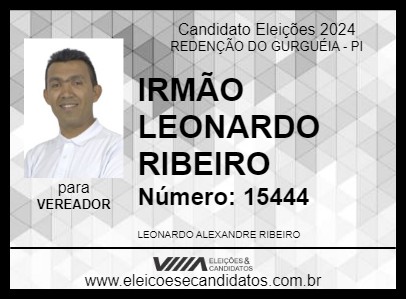 Candidato IRMÃO LEONARDO RIBEIRO 2024 - REDENÇÃO DO GURGUÉIA - Eleições