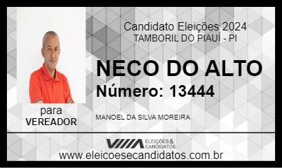 Candidato NECO DO ALTO 2024 - TAMBORIL DO PIAUÍ - Eleições