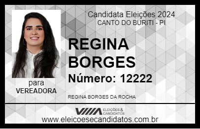 Candidato REGINA BORGES 2024 - CANTO DO BURITI - Eleições