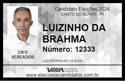 Candidato LUIZINHO DA BRAHMA 2024 - CANTO DO BURITI - Eleições