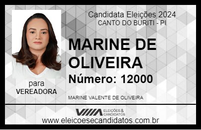 Candidato MARINE DE OLIVEIRA 2024 - CANTO DO BURITI - Eleições