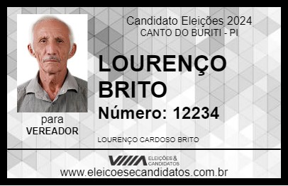 Candidato LOURENÇO BRITO 2024 - CANTO DO BURITI - Eleições