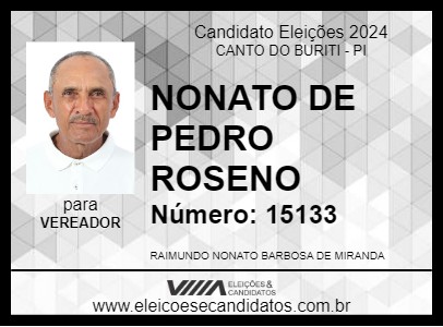 Candidato NONATO DE PEDRO ROSENO 2024 - CANTO DO BURITI - Eleições