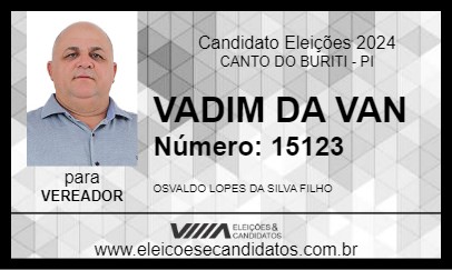 Candidato VADIM DA VAN 2024 - CANTO DO BURITI - Eleições