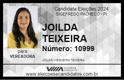 Candidato JOILDA  TEIXEIRA 2024 - SIGEFREDO PACHECO - Eleições