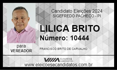 Candidato LILICA BRITO 2024 - SIGEFREDO PACHECO - Eleições