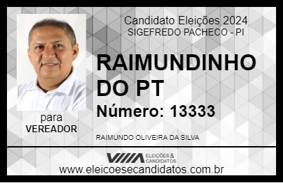 Candidato RAIMUNDINHO DO PT 2024 - SIGEFREDO PACHECO - Eleições