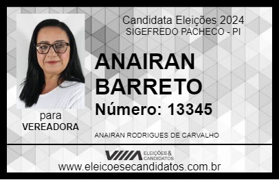 Candidato ANAIRAN BARRETO 2024 - SIGEFREDO PACHECO - Eleições